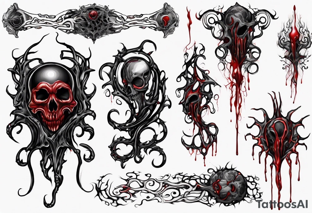 Blood
Tendrils
Black
Pattern
Horror tattoo idea