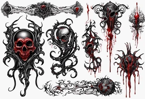 Blood
Tendrils
Black
Pattern
Horror tattoo idea