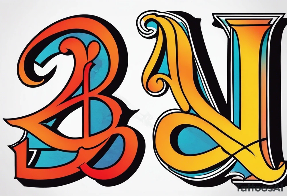 the letters A and R tattoo idea