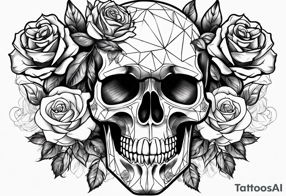 skull and roses tattoo idea