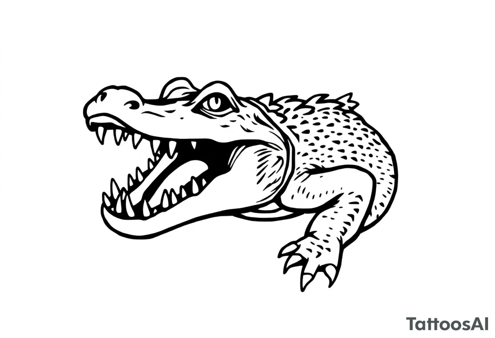 Traditional style angry alligator tattoo idea