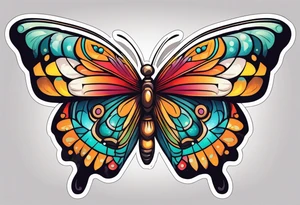 butterfly old school traditional vintage bold colorful tattoo idea