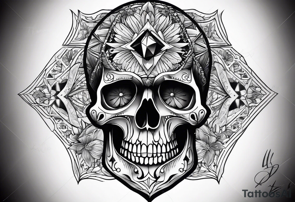 Diamond skull tattoo idea