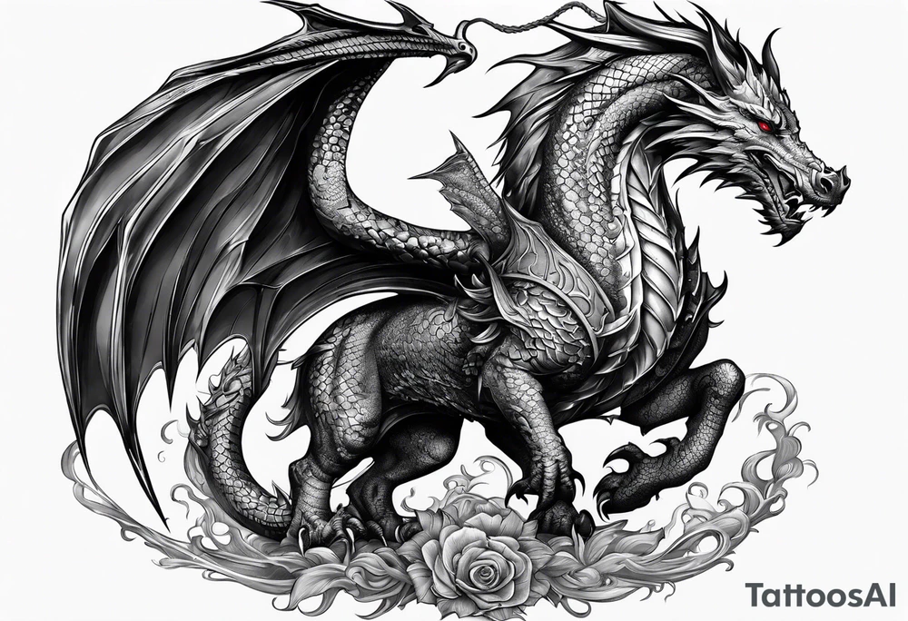 knight and dragon tattoo idea