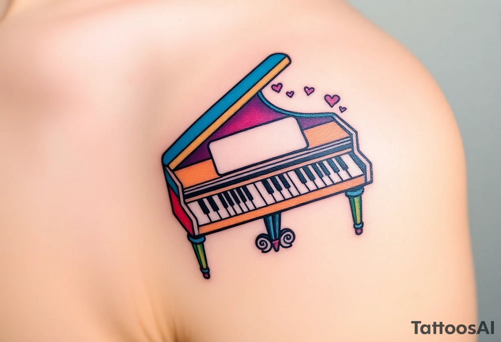 Colorful piano tattoo idea