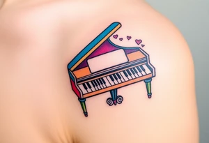 Colorful piano tattoo idea