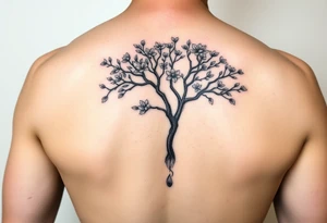 jacaranda tree no leave or  no flowers with lace drop embellishment feminine tattoo idea