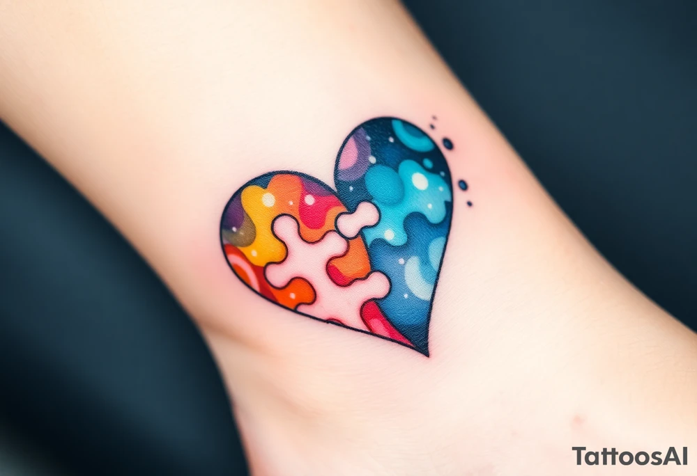 autism heart puzzle shape symbol tattoo idea