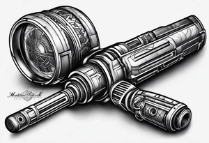 futuristic light saber hilt tattoo idea