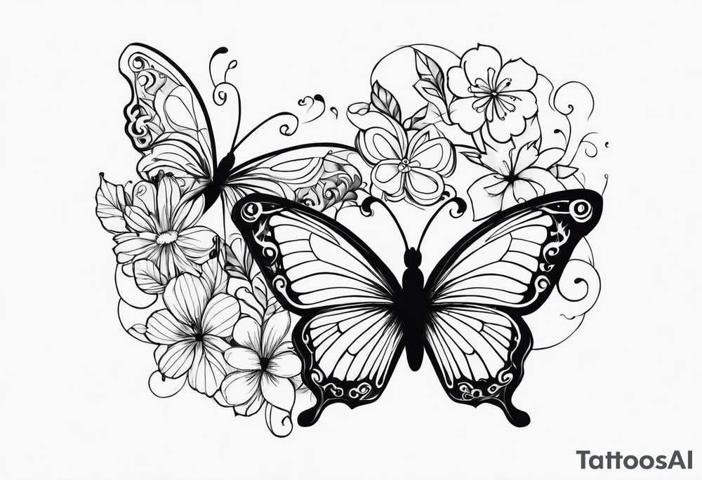 Butterflies and flowers tattoo idea
