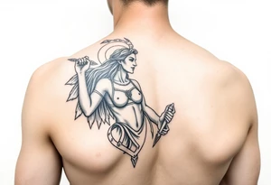 Athena on upper arm sleeve tattoo idea