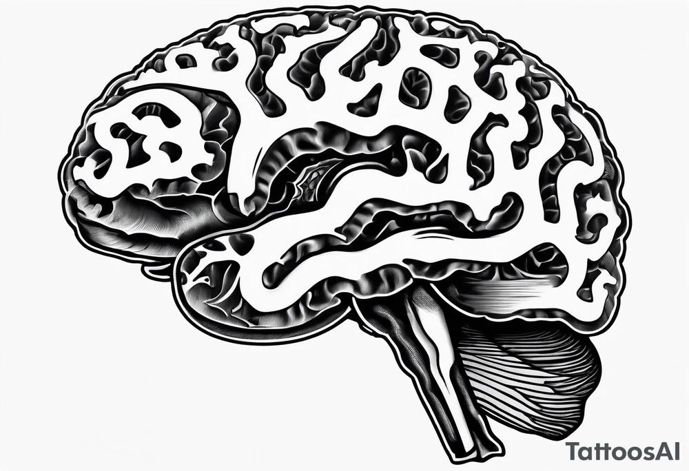 Anatomical brain in media sagittal section tattoo idea