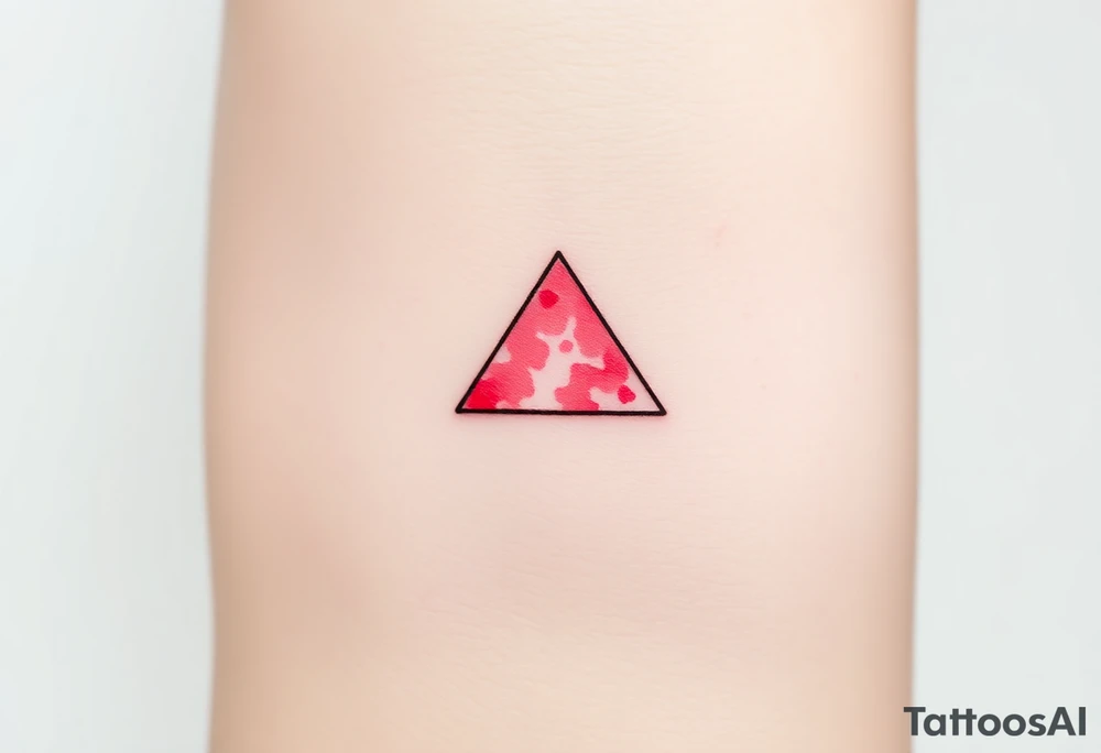 A watercoloured pink triangle, with small lining and upside down. Just the colour pink. No shapes tattoo idea