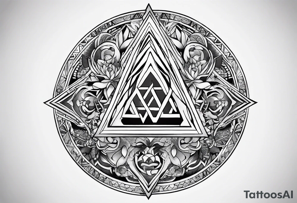 Pagan style tattoo circles triangles words symbols tattoo idea