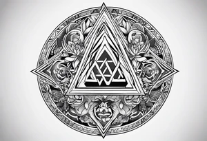 Pagan style tattoo circles triangles words symbols tattoo idea