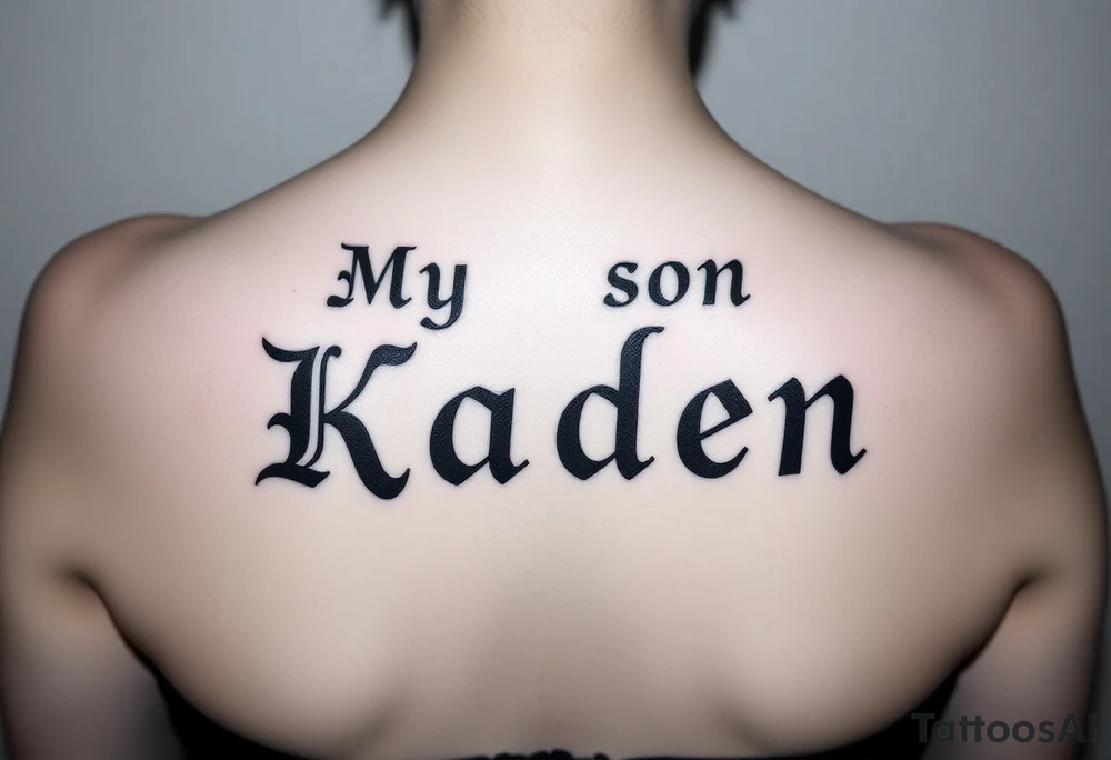 My son Kaden in fancy old English tattoo idea