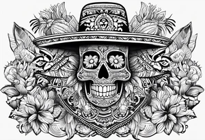 Mexican inspired Tattoo that incorporates love for family and importance of building wealth. Include elements of the pacific northwest tattoo idea