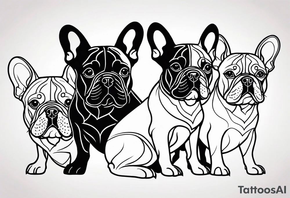 three French bulldogs tattoo idea