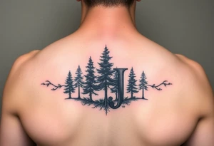 Triple J or three J's to represent a family. It should include trees or woods in the design but have either three J's or "Triple J" in the design. It should have limited coloring. tattoo idea