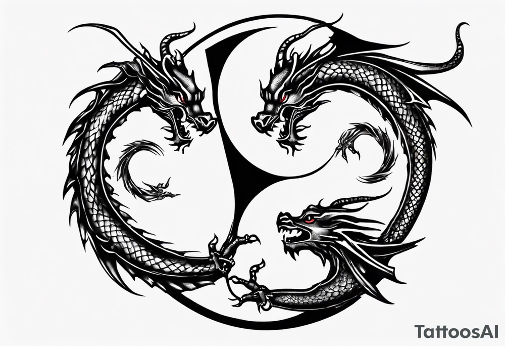 two dragons twirling to make a central yin yang tattoo idea two dragons twirling to make a central yin yang tattoo idea