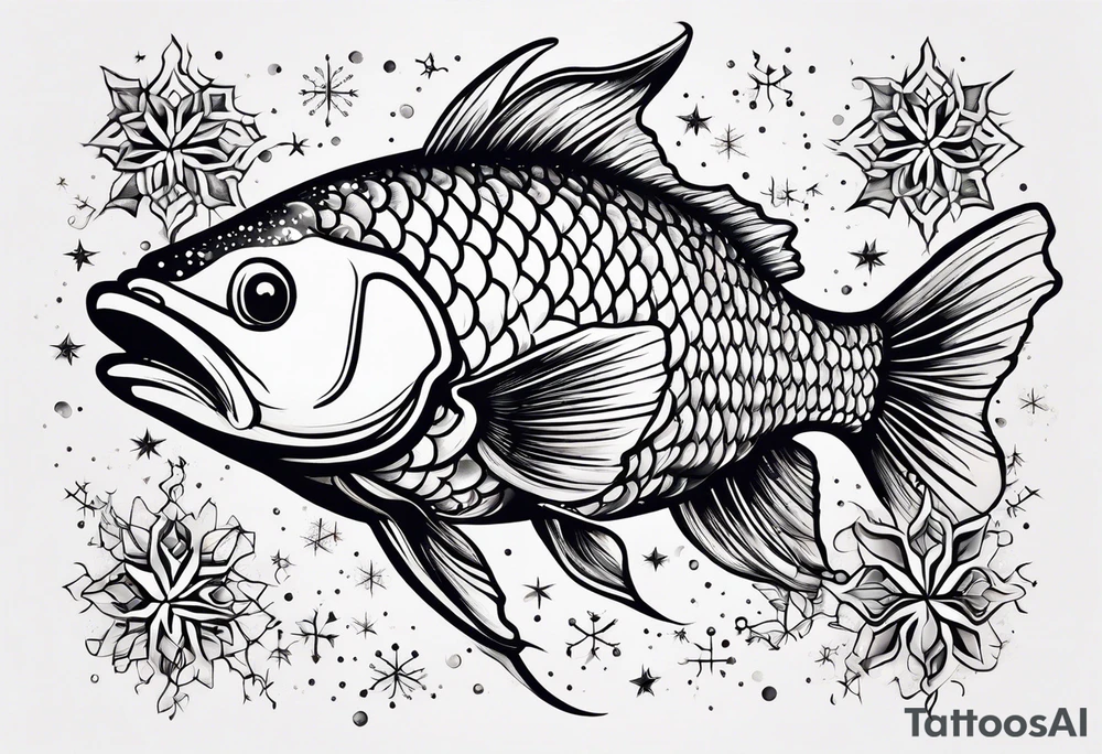 Constellation, animal fish carp kaoi, snowflake tattoo idea