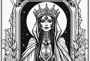 High priestess as a skeleton tarot card tattoo idea