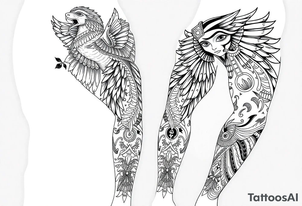 Egyptian theme . Add more elements. I have Egyptian symbols also so I want to connect them tattoo idea