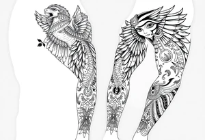 Egyptian theme . Add more elements. I have Egyptian symbols also so I want to connect them tattoo idea
