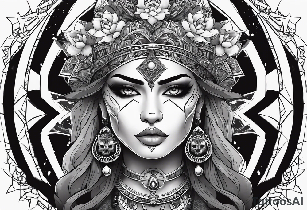 kali ma, alien goddess, valkrye, aries, pirate, divine feminine, zenza resonance, pachamama, lotus azul, blank panther, eagle, skull, 5D, nueva gaya, dna 12 tattoo idea