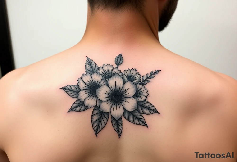 Bouquet of flower that represents the birth month  of February,April,July,August,September,October,November and December tattoo idea