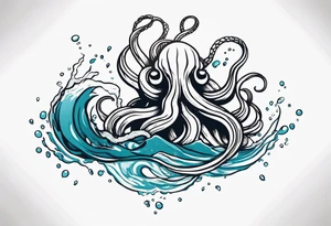 Kraken tentacles coming out of water tattoo idea