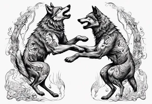 two wolves dancing on their hind legs. tattoo idea