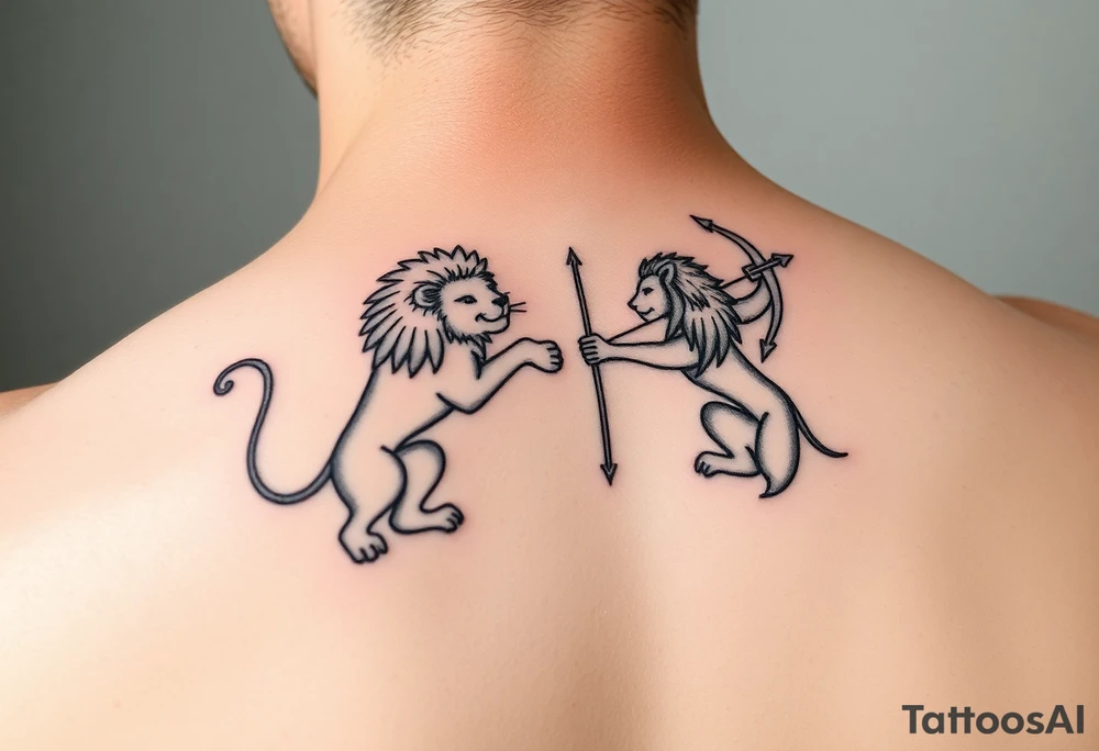 Leo zodiac sign and Sagittarius together tattoo idea