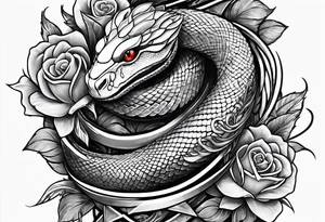 half sleeve tattoo with a snake wrapped around a sword and a heart tattoo idea