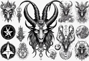 Baphomet sleeve high contrast tattoo idea