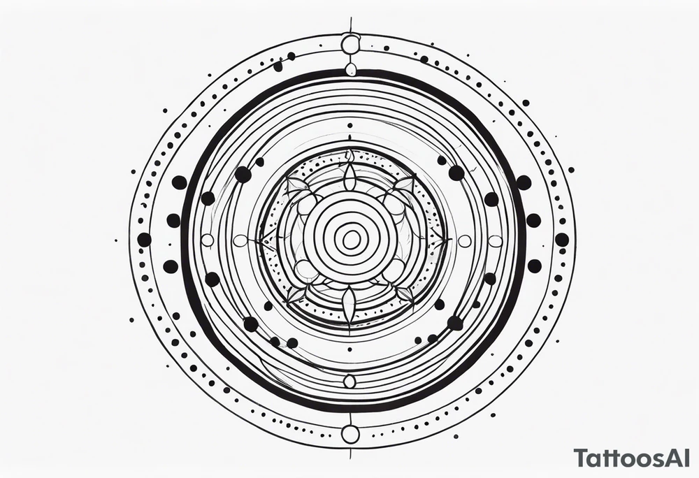 spiritual design made of black dots and circles tattoo idea