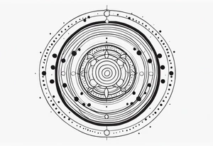 spiritual design made of black dots and circles tattoo idea