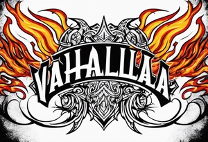 Valhalla on fire flames tattoo idea