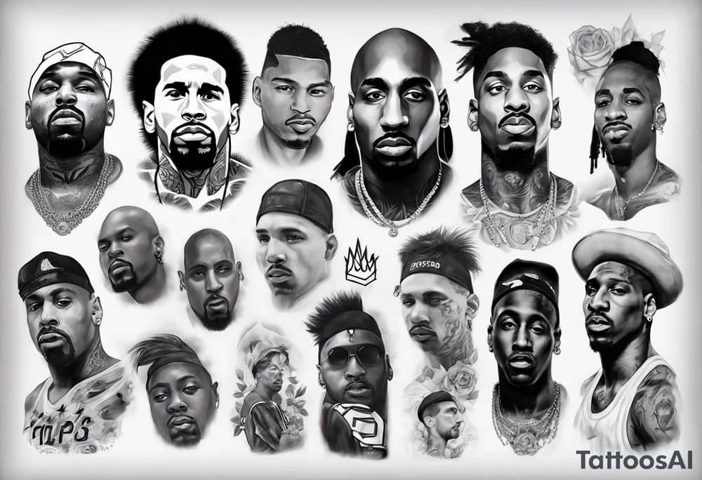 Icons portraits 
ARM SLEEVE 
REALISTIC
messi
Tupac
biggie tattoo idea