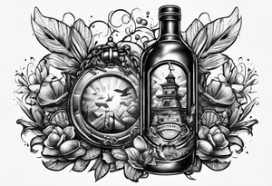 Broken bottle and army tags tattoo idea