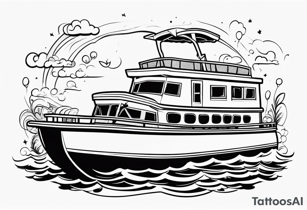Pontoon boat memorial for dad tattoo idea