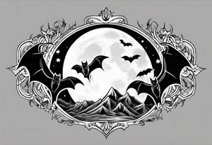 Moon and bats tattoo tattoo idea