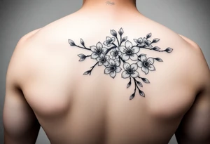 delicate cherry blossoms swirling in spring breeze with petals tattoo idea