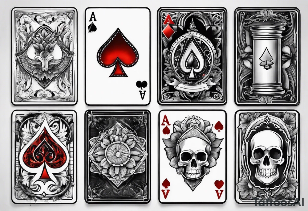Ace cards on fingers tattoo idea