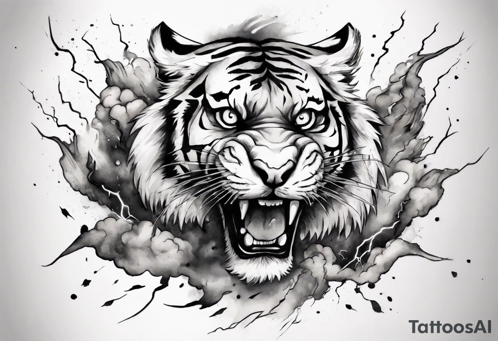 A tiger surrounded by lightning for a forearm tattoo tattoo idea A tiger surrounded by lightning for a forearm tattoo tattoo idea