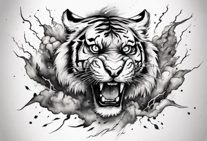 A tiger surrounded by lightning for a forearm tattoo tattoo idea
