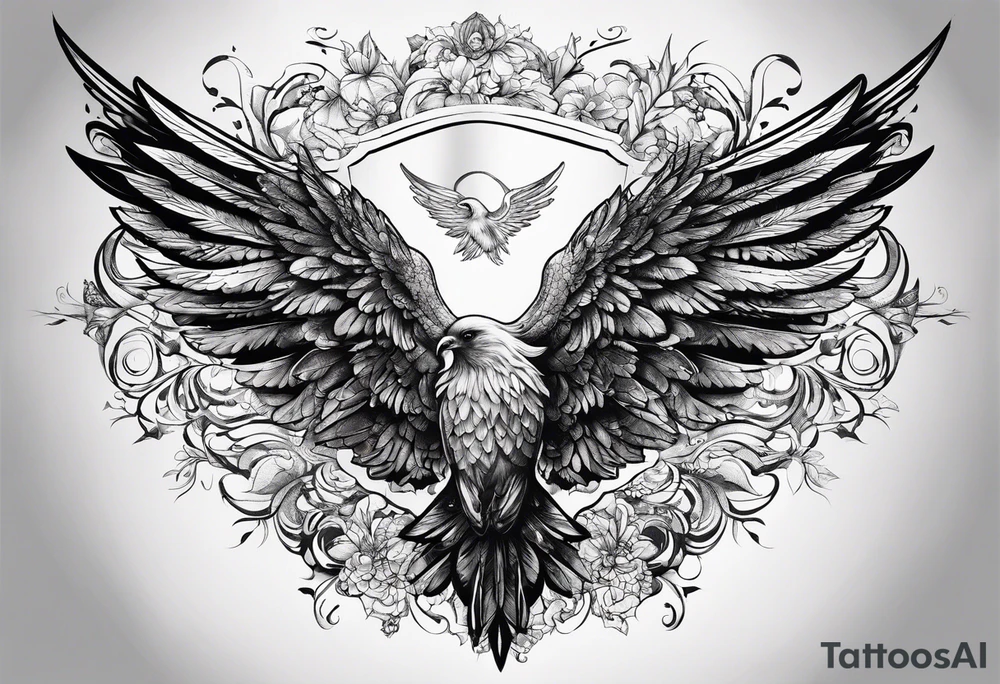 "one day, i am going to grow wings" in writing, with wings on either side tattoo idea
