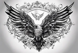 "one day, i am going to grow wings" in writing, with wings on either side tattoo idea