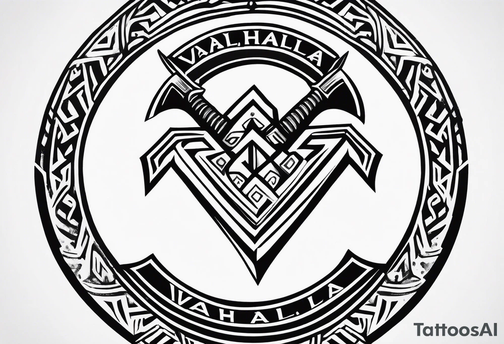 Valhalla shield sword axe valknut tattoo idea