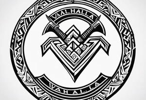 Valhalla shield sword axe valknut tattoo idea